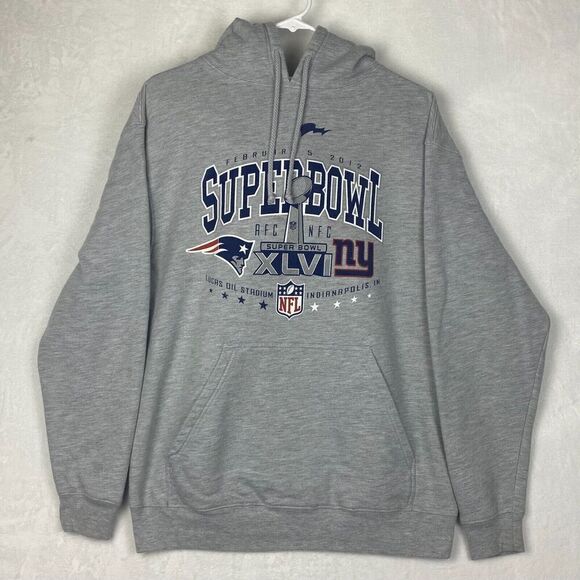 Anvil Superbowl XLVI Sweater Adult Large Gray Hoodie Sweatshirt Pullover - Picture 1 of 8